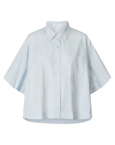 Rabens Saloner - Berte Poplin Curved Hem Skjorte - Light Blue